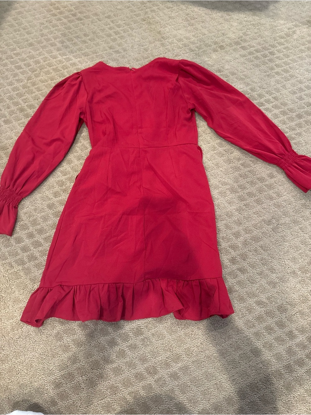 Red Ruffle Wrap Dress - Picture 3 of 3